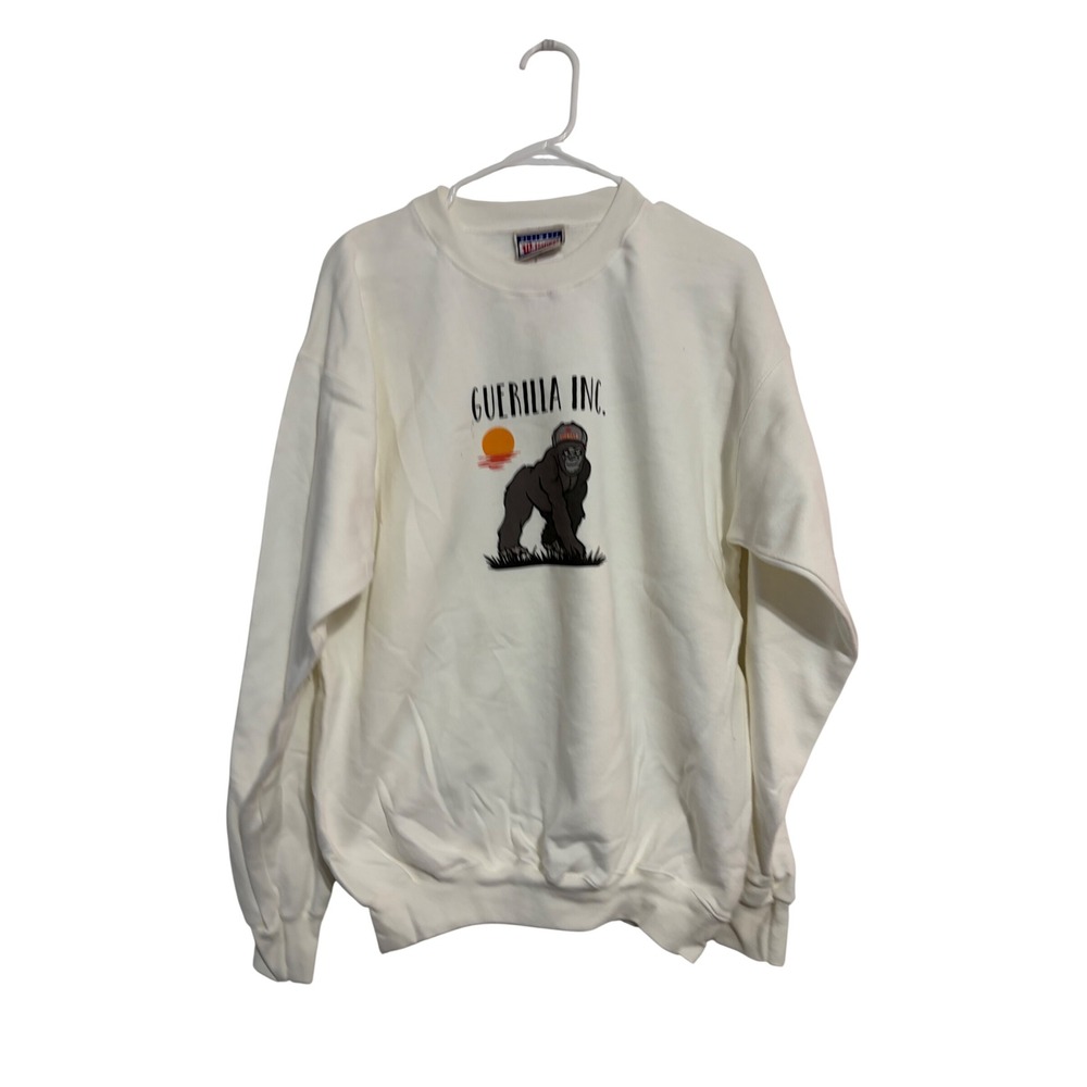Guerilla Inc Graphic White Gorilla Sweatshirt Streetwear Crewneck M NWT